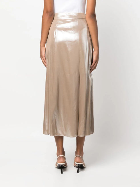 laminated-twill midi skirt